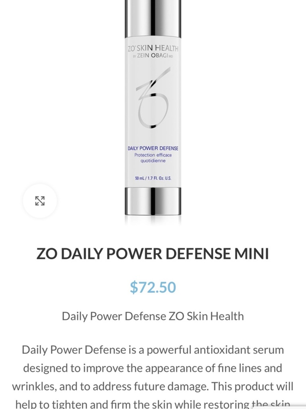 ZO Skin Health Daily Power Defense Mini - White